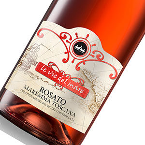 le vie del mare rosato - particolare della bottiglia